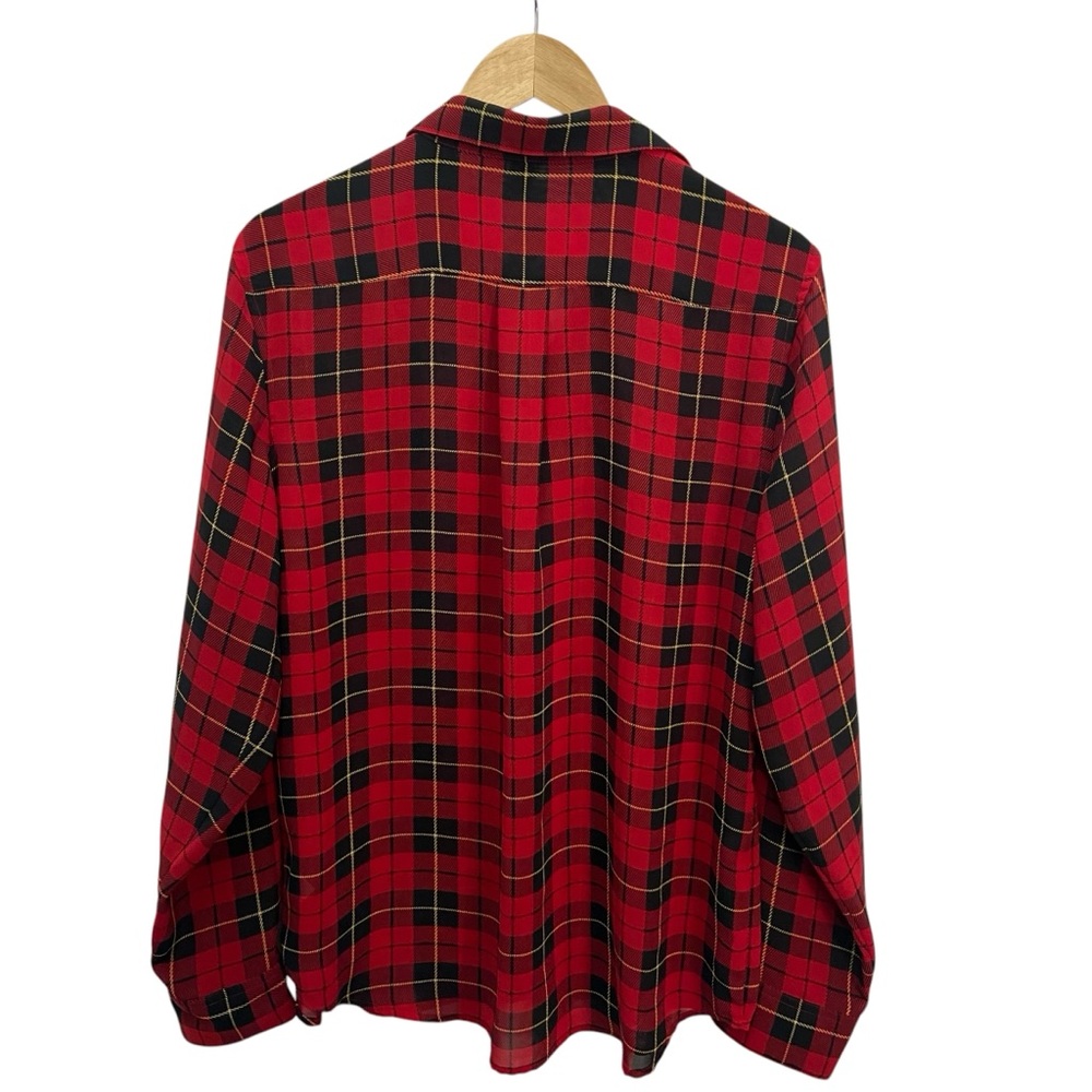 Chaps Red Plaid Button Down Lightweight Shirt Top -Women’s Large - Picture 7 of 11